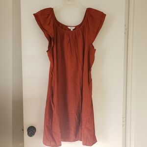 Time And Tru Ladies Size L Rust Midi Dress With Pockets